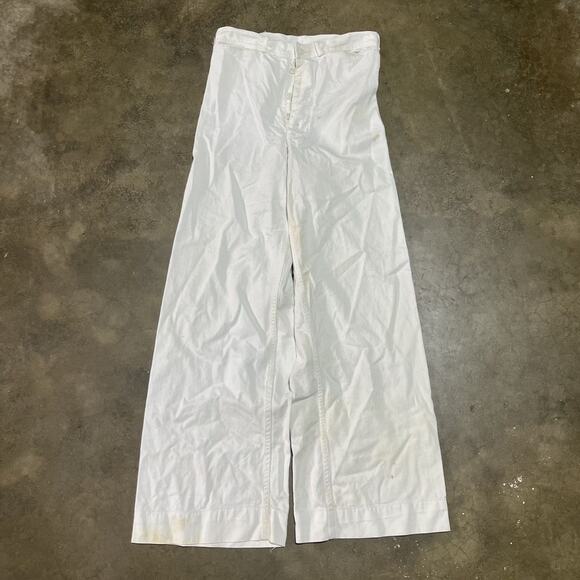Vintage WW2 White US Navy Flared Bell Bottom Pants 28x28 - Picture 1 of 6
